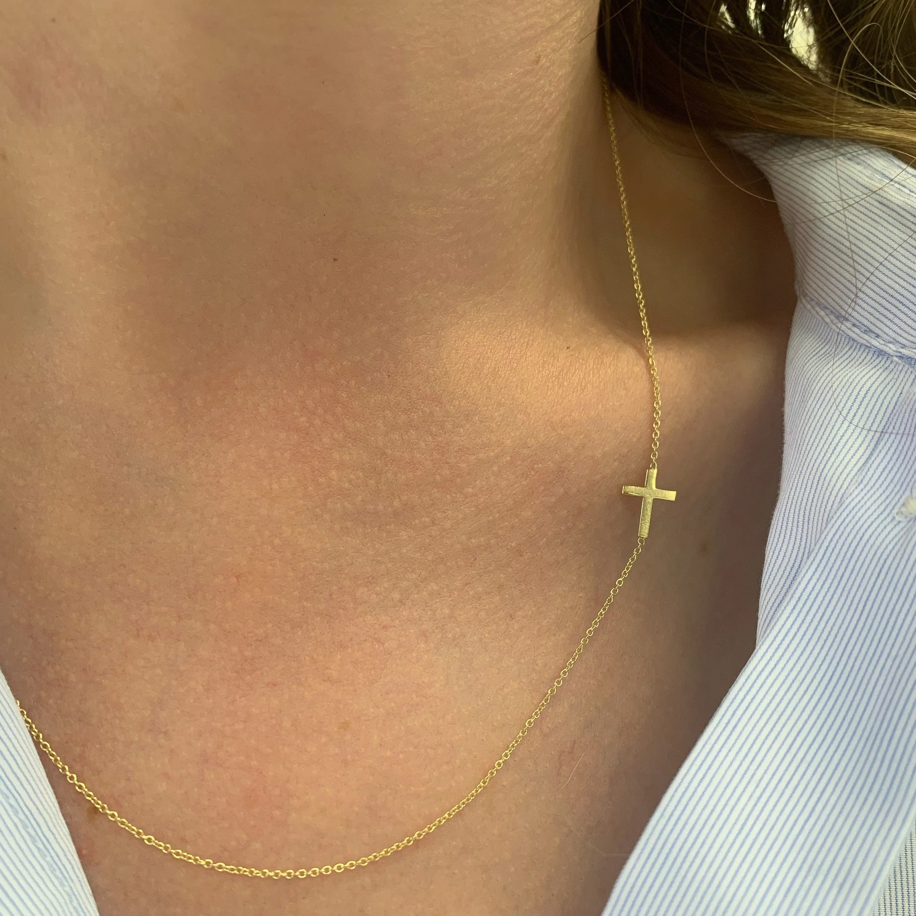 10K Gold Asymmetrical Cross Necklace