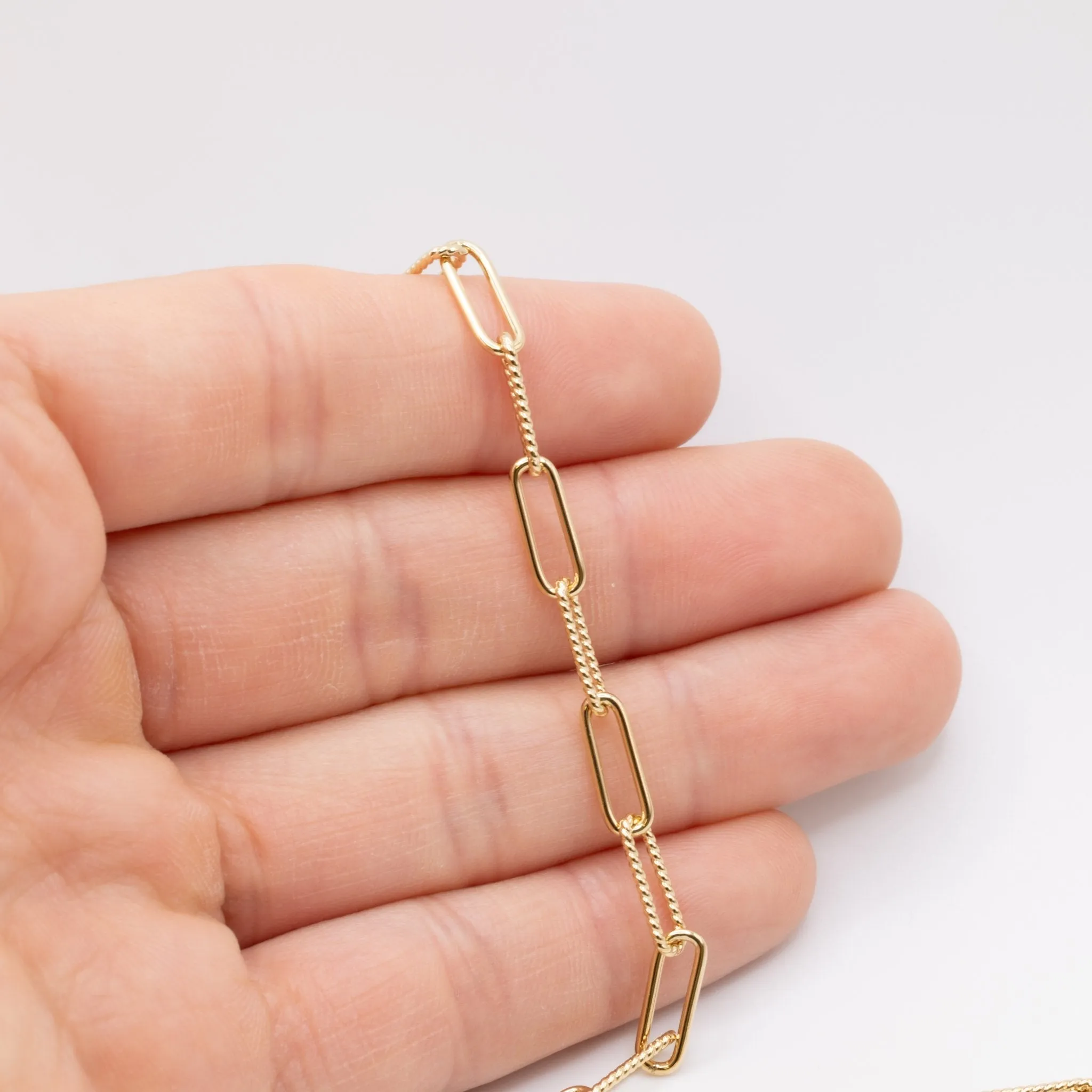 11mm Amelia Elongated Hammered Cable Chain, 14K Gold Overlay Plated, Wholesale Jewelry Chain