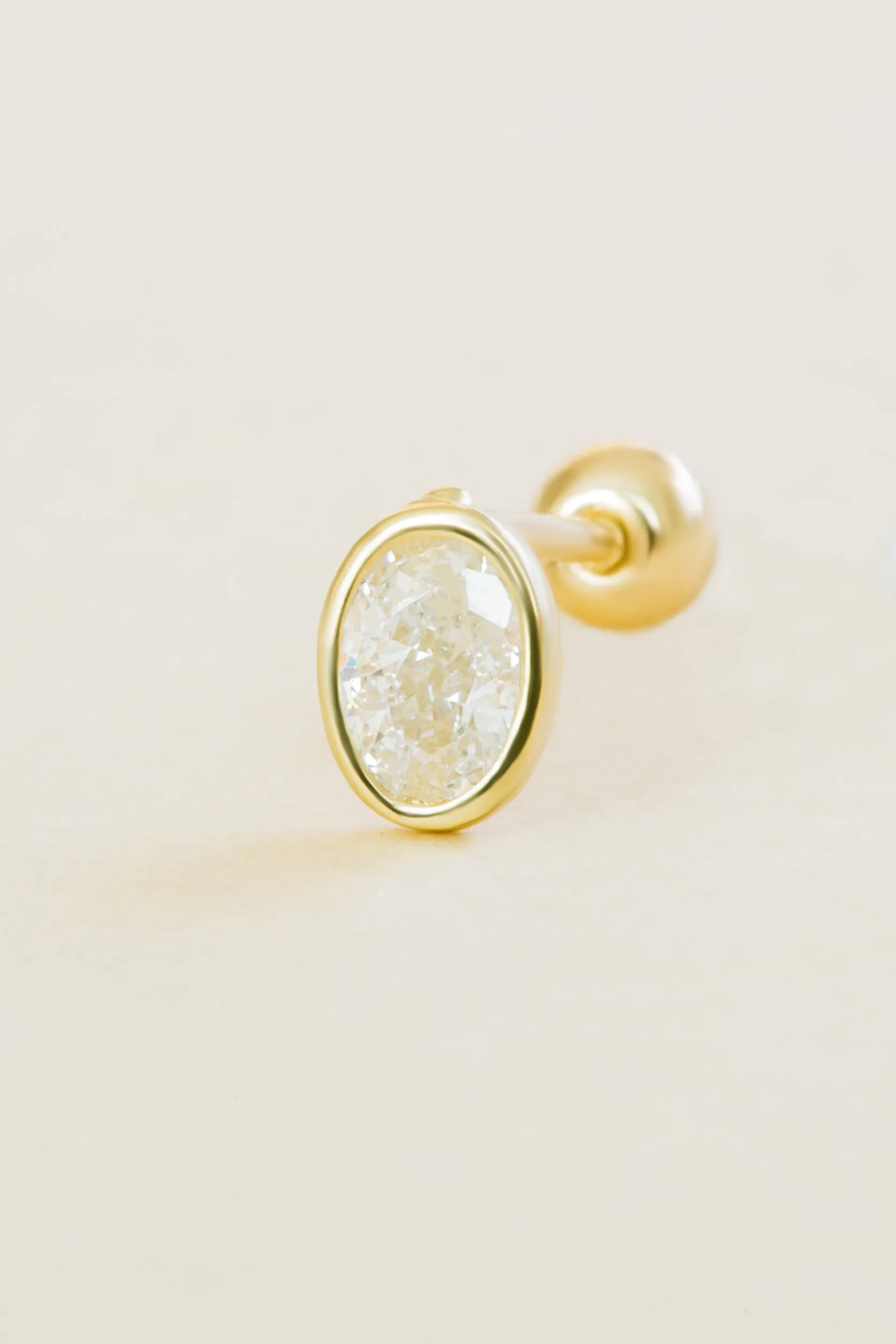 14k Gold Jewelry Cz Egg Oval Round Barbell Ear Stud Earring Piercing