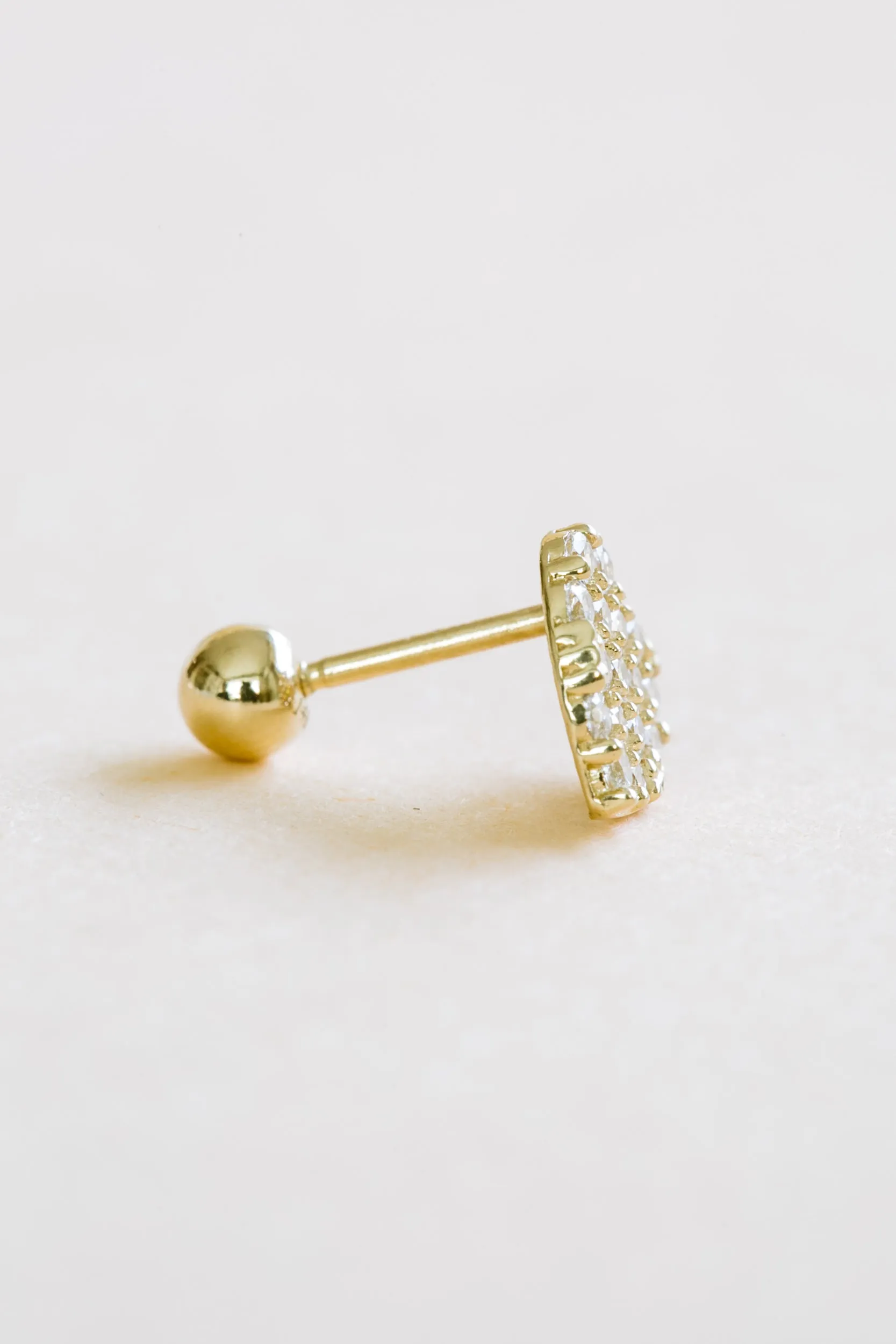 14k Gold Jewelry Cz Love Heart Barbell Ear Stud Piercing