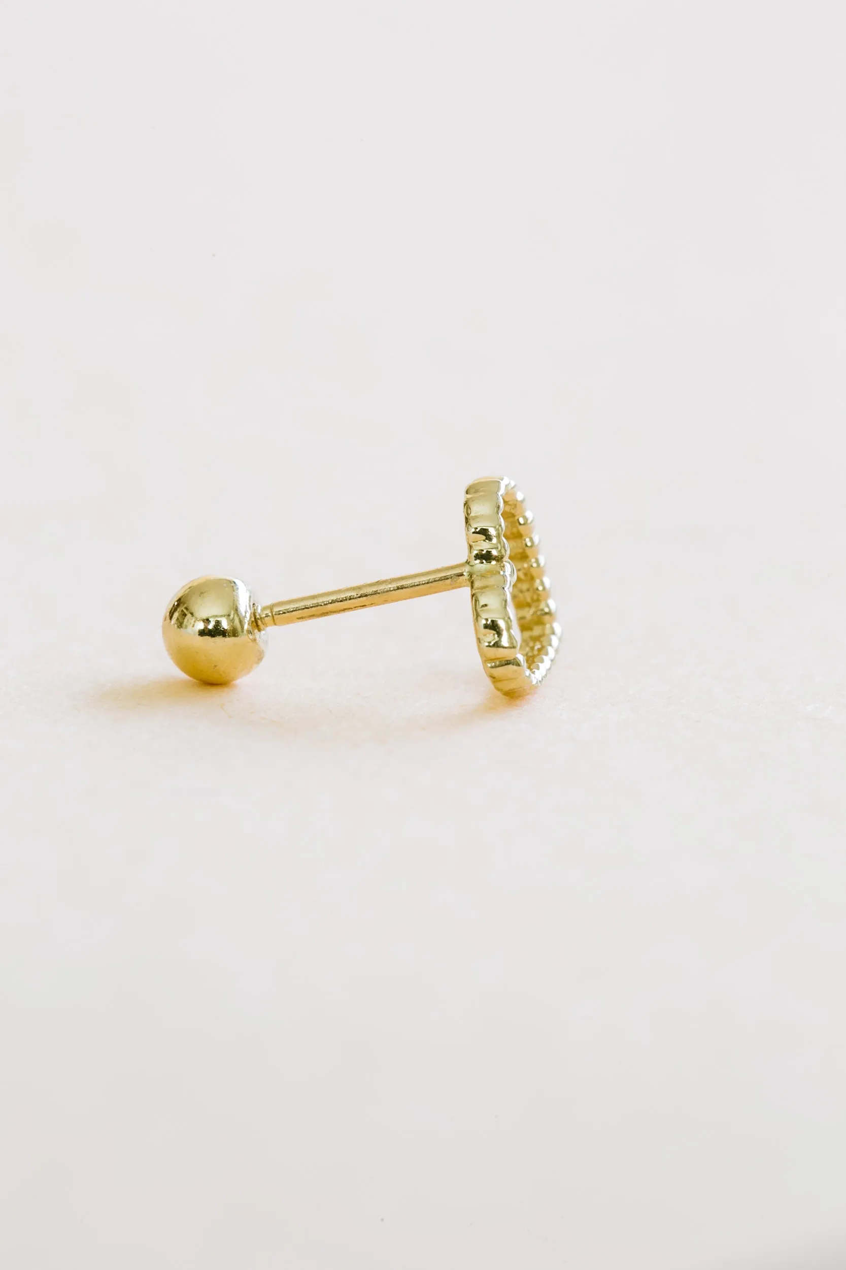 14k Gold Jewelry Dot Open Heart Barbell Ear Stud Piercing