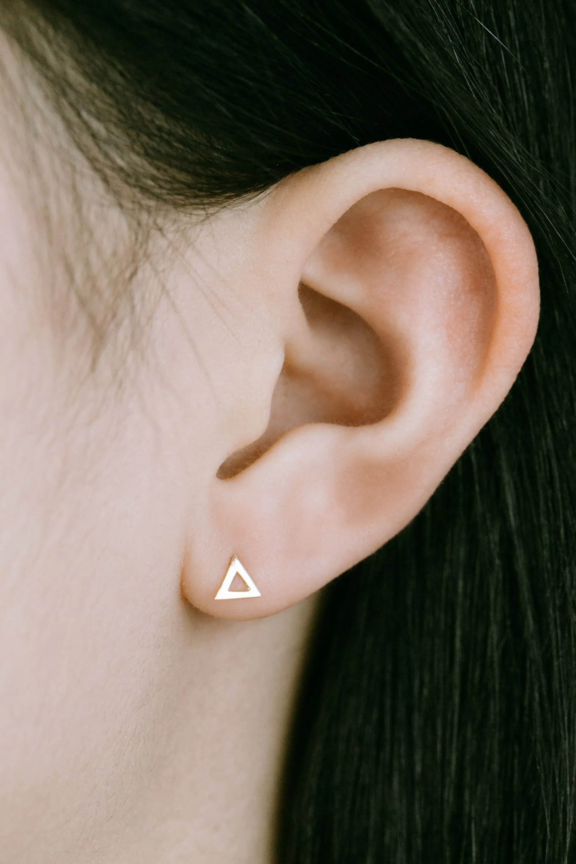 14k Gold Jewelry Figure Triangle Round Cartilage Helix Lobe Barbell Ball Ear Stud Post Earring Piercing For Women Girls Men