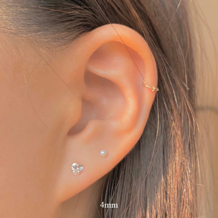 14k Gold Jewelry Heart Cz Cartilage Helix Lobe Barbell Ball Ear Stud Post Earring Piercing For Women Girls Men