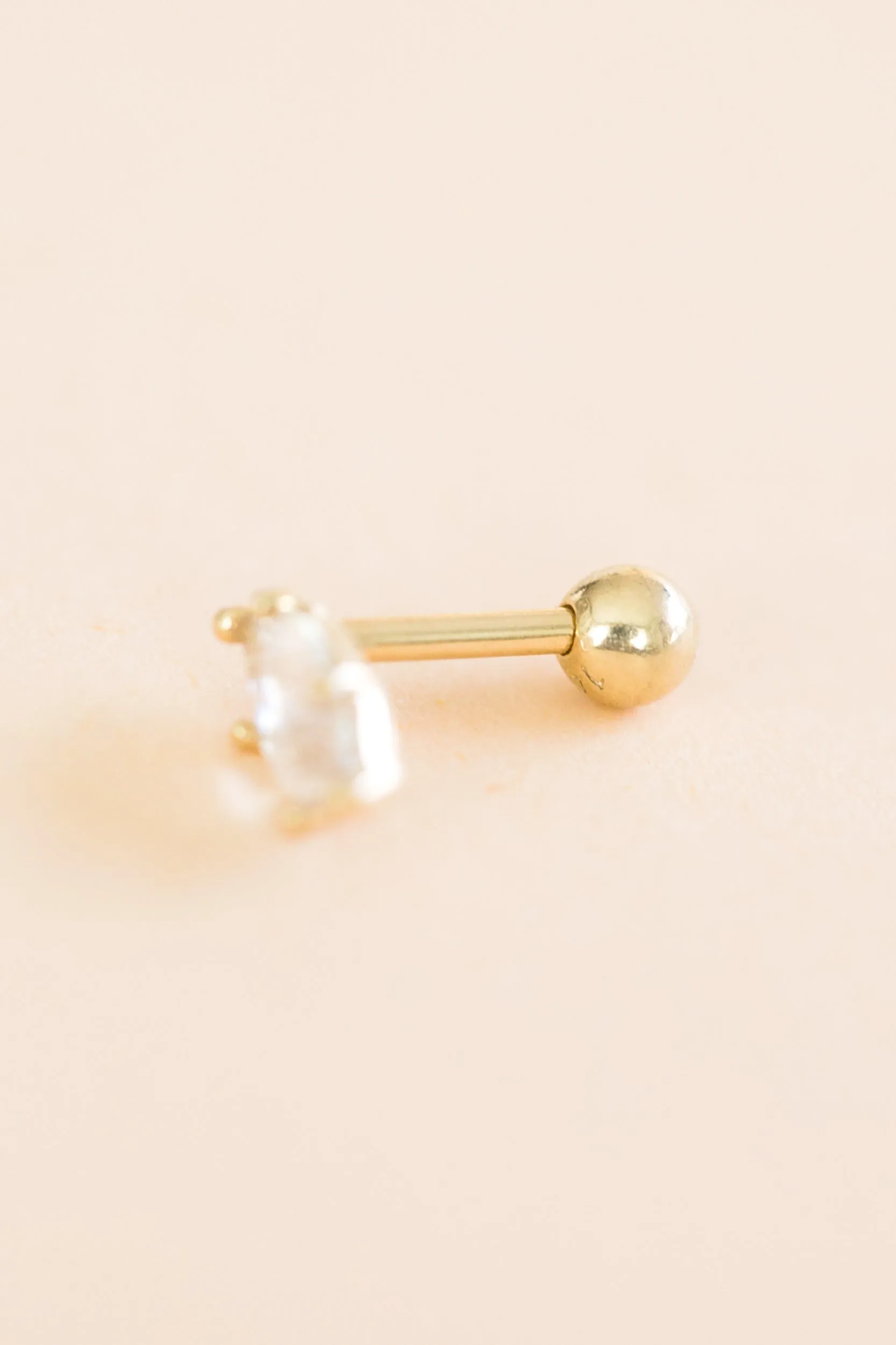 14k Gold Jewelry Middle Teardrop Barbell Ear Stud Piercing