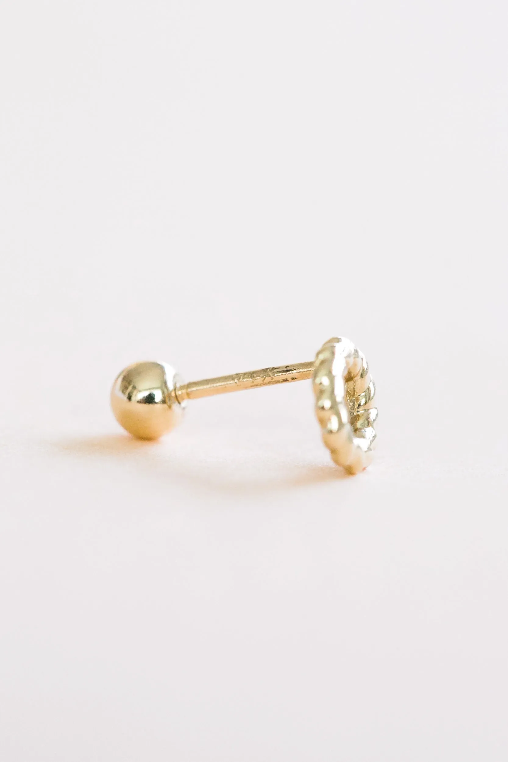 14k Gold Jewelry Minimal Open Round Rope Barbell Ear Stud Piercing