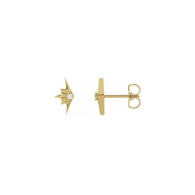 14k Half Starburst Diamond Studs