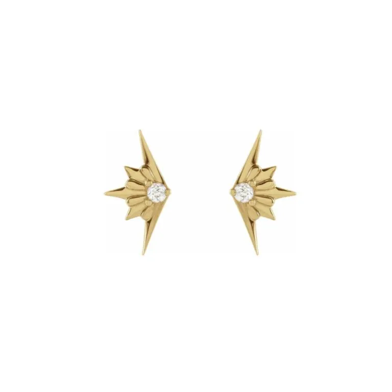 14k Half Starburst Diamond Studs