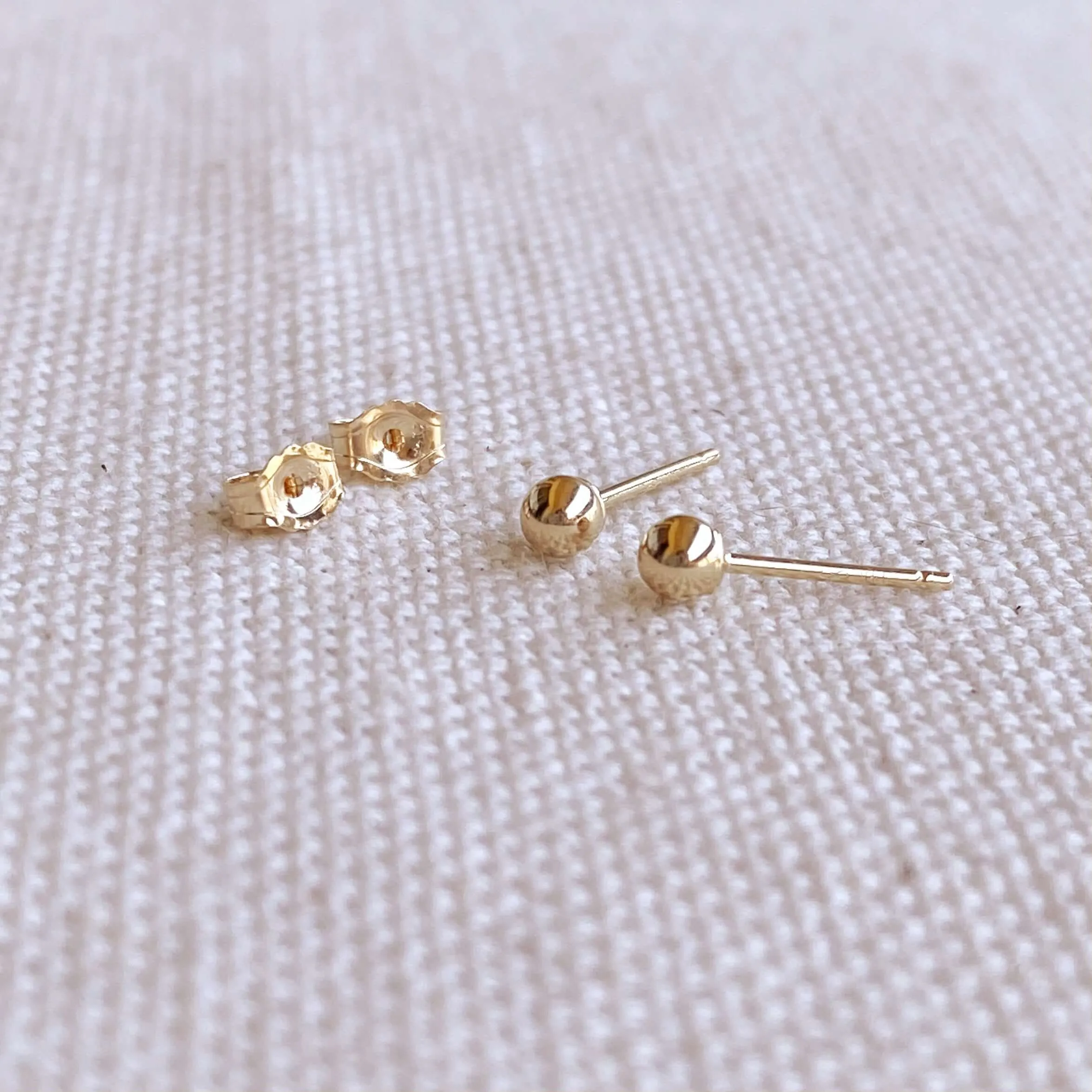 14k Solid Gold 3mm Ball Stud Piercing Earrings