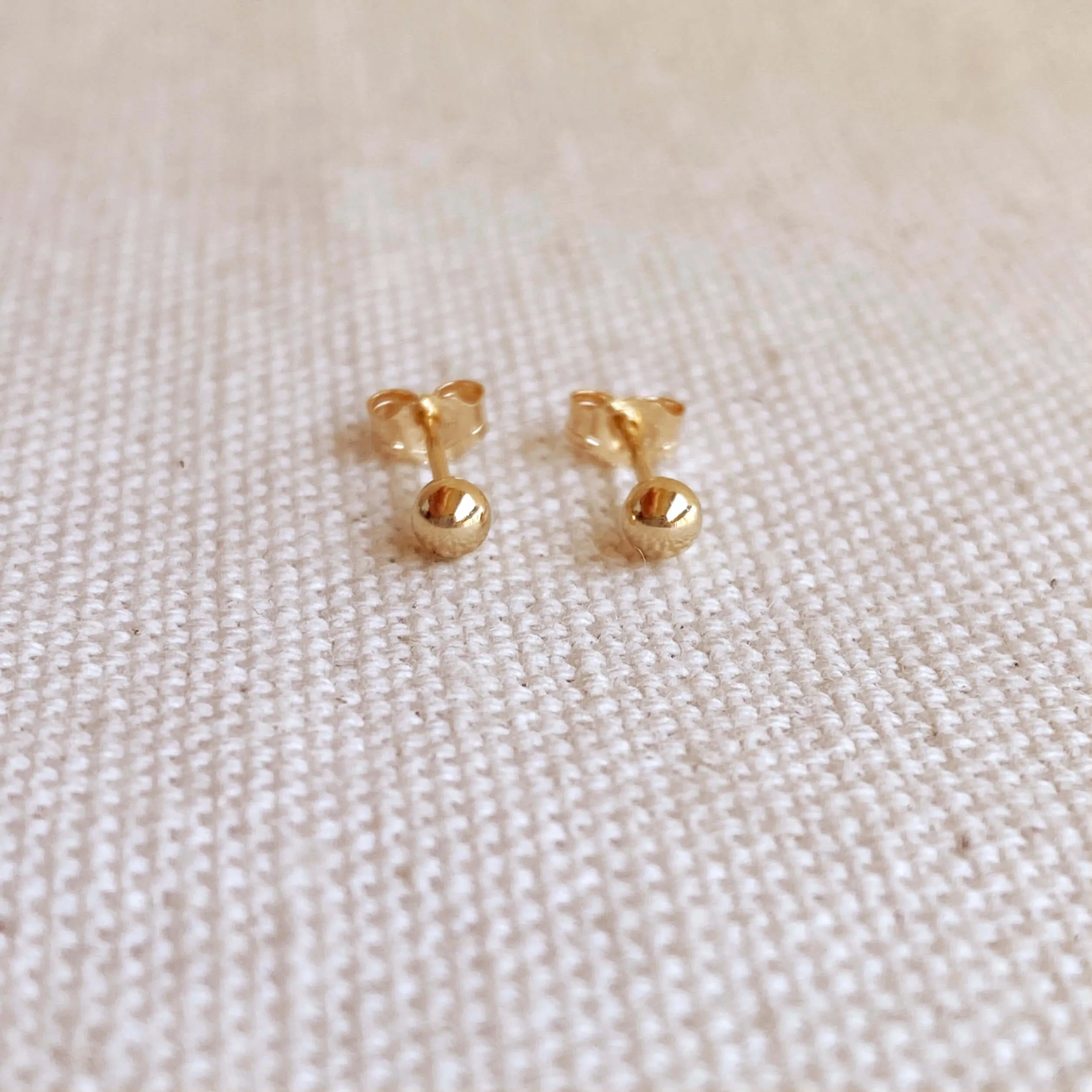 14k Solid Gold 3mm Ball Stud Piercing Earrings