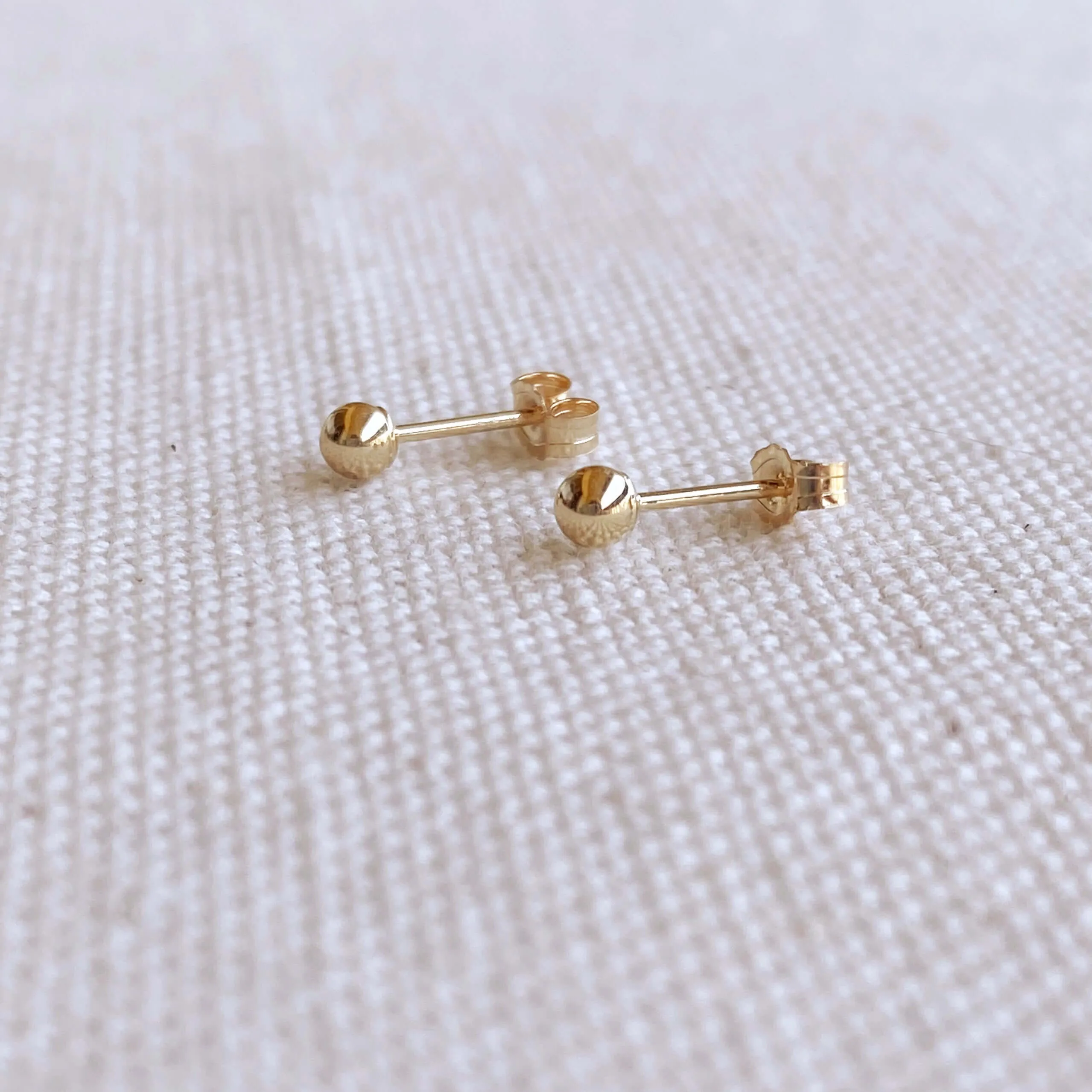 14k Solid Gold 3mm Ball Stud Piercing Earrings