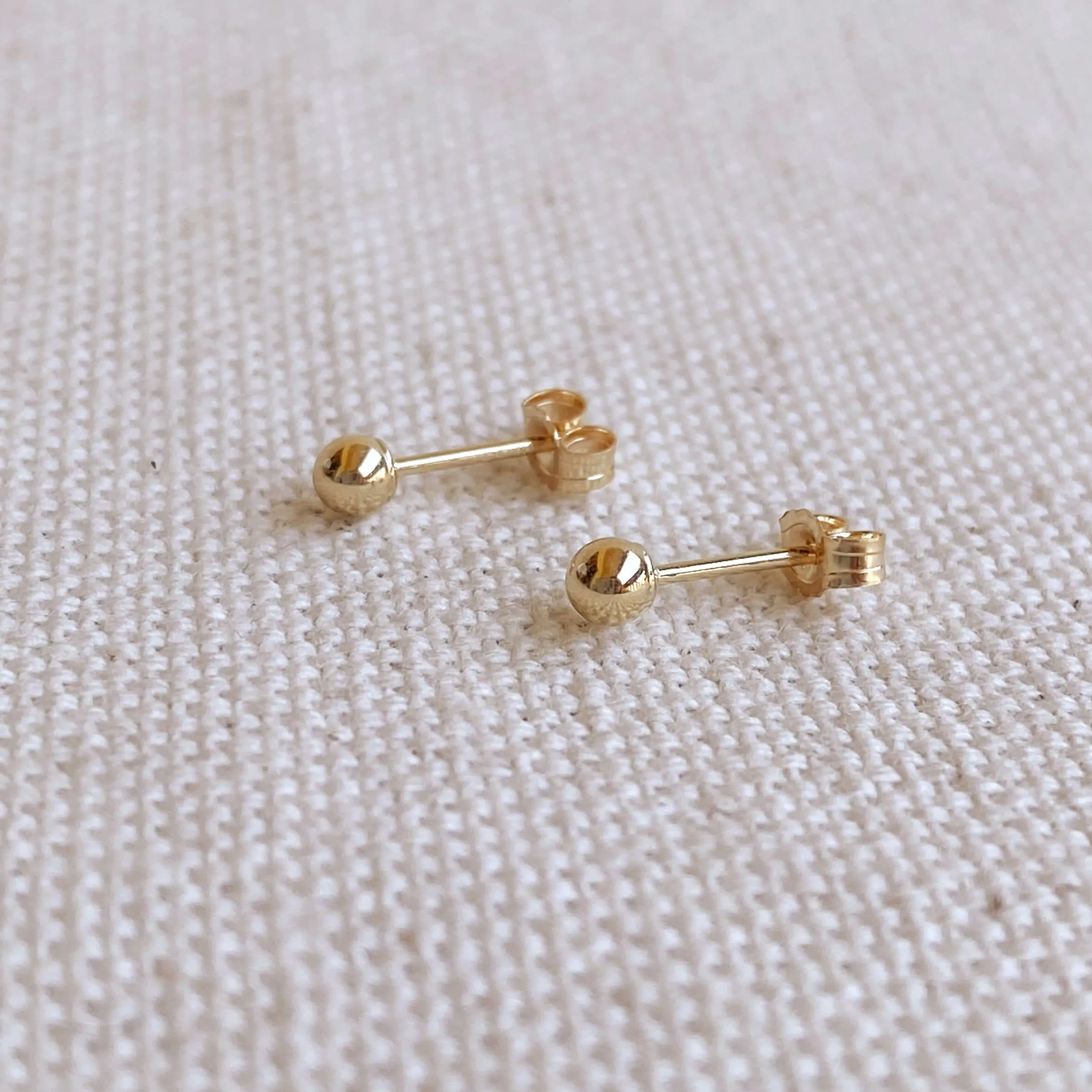 14k Solid Gold 3mm Ball Stud Piercing Earrings