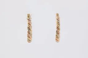 14k Three-Tone Gold Twisted Hoop Earrings (4.90g.)