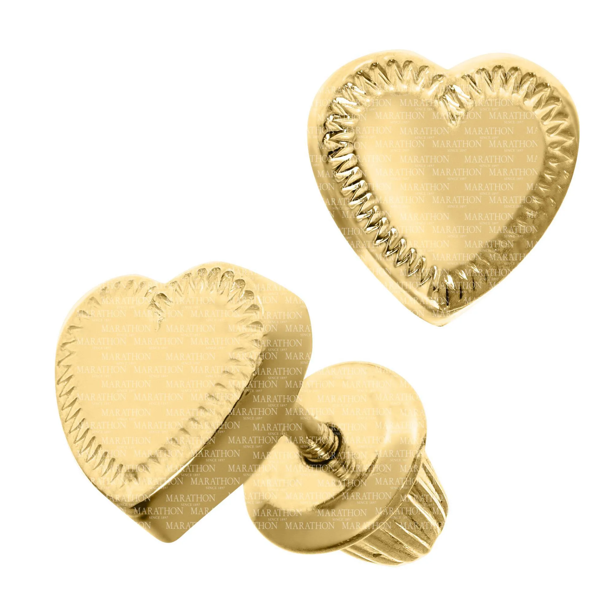 14K Y Gold Heart  Baby Studs With Outline Design