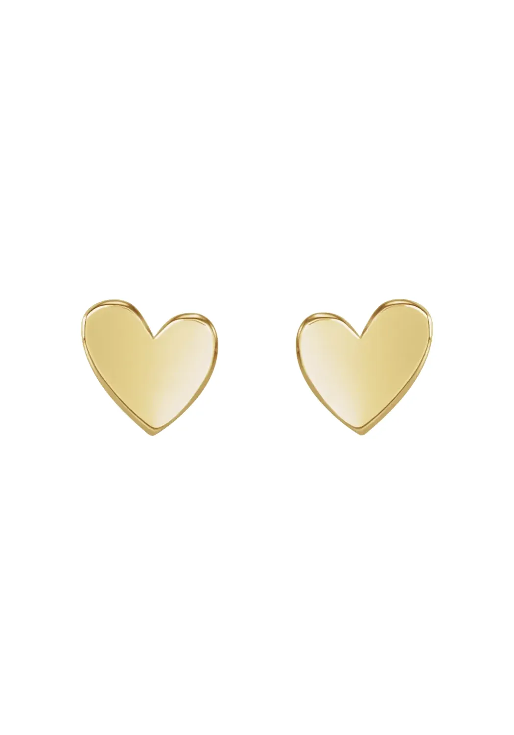 14K Yellow Gold Asymmetrical Heart Stud Earrings