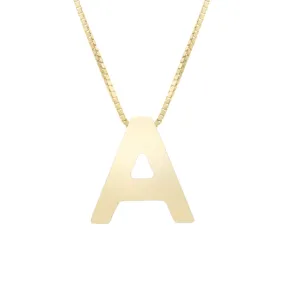 14k Yellow Gold Block Letter Initial Necklace