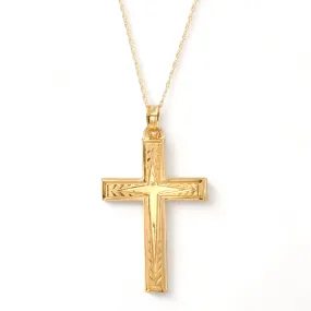 14K Yellow gold cross Singapore chain-12131