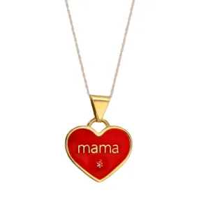 14K Yellow gold red heart enamel pendant singapore chain-528393