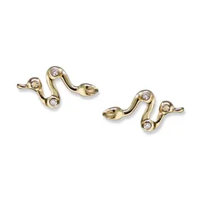 14K Yellow Gold Soldera Snake Diamond Studs