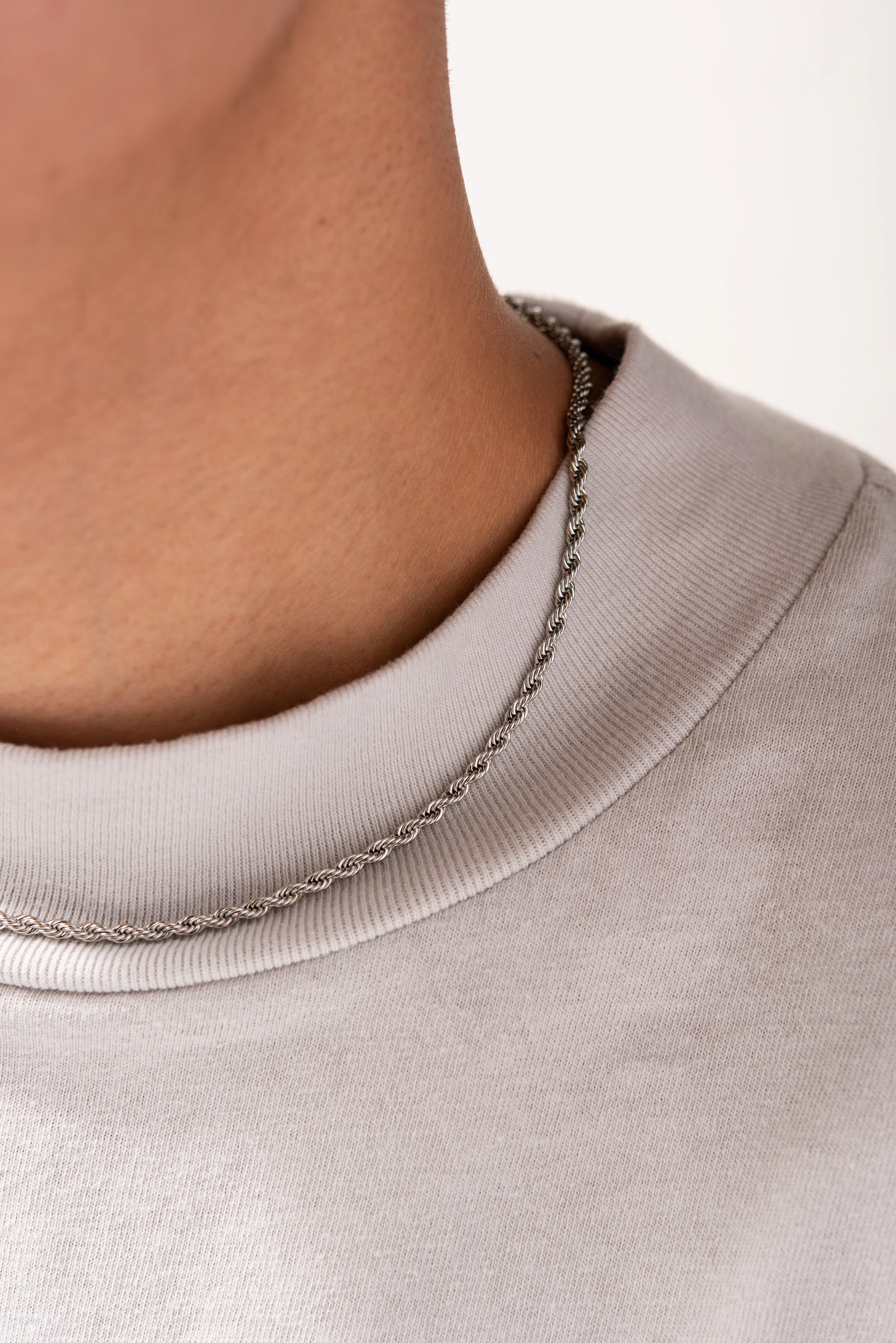 18'' Stainless Steel Rope Chain Necklace - Silver