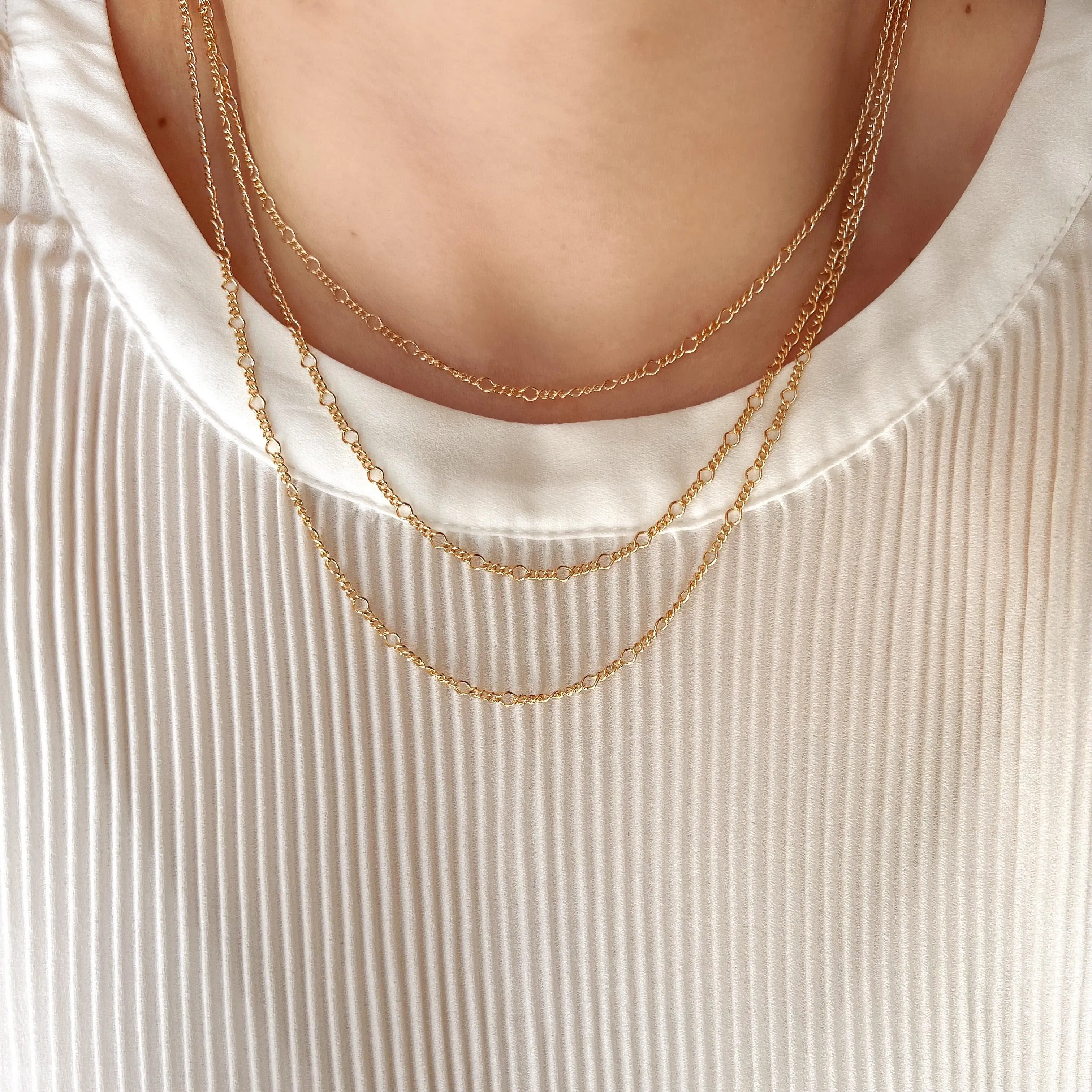 18k Gold Filled Chain Rounded Figaro Style