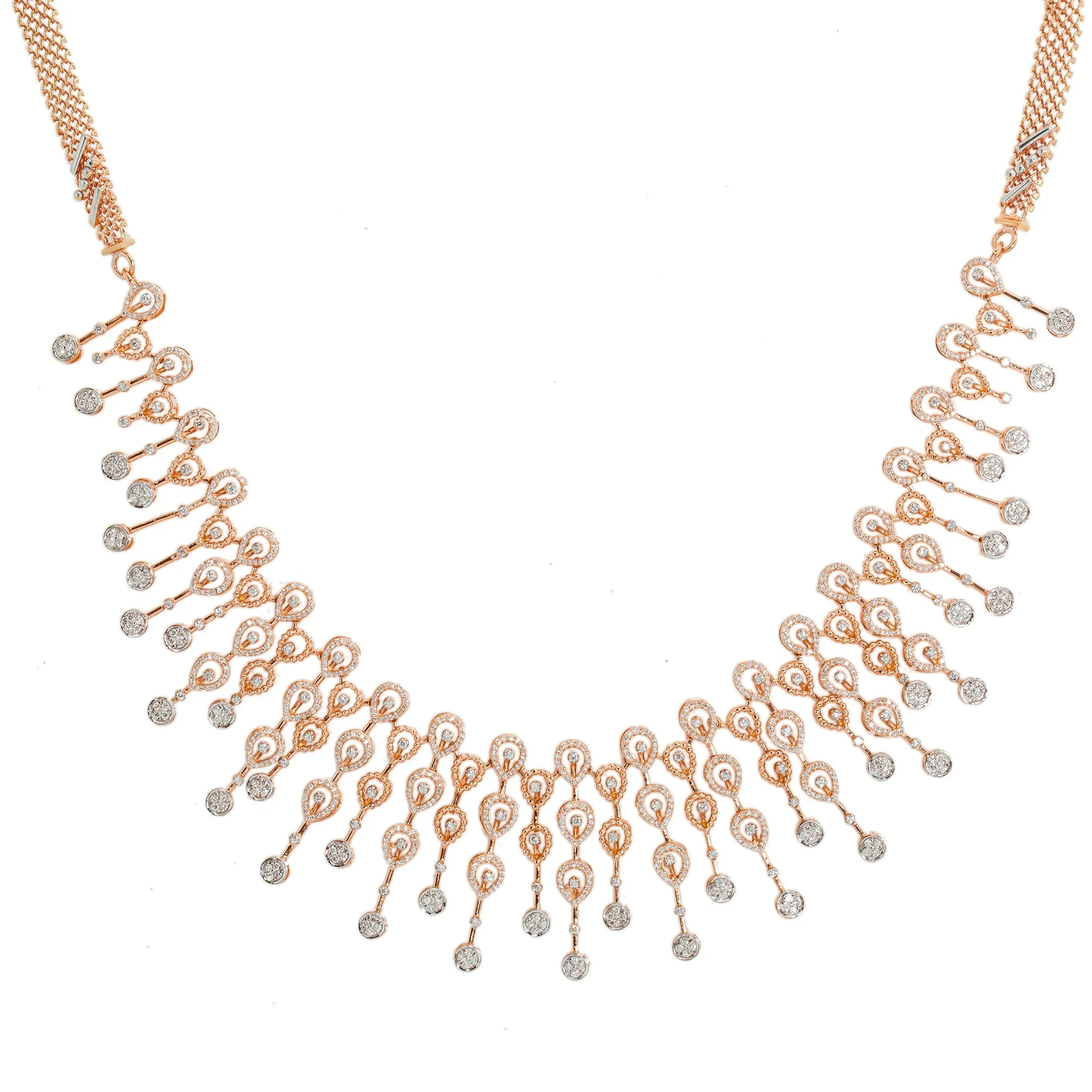 18K Rose Gold Necklace Set w/ 3.13ct Diamonds (59.4gm)