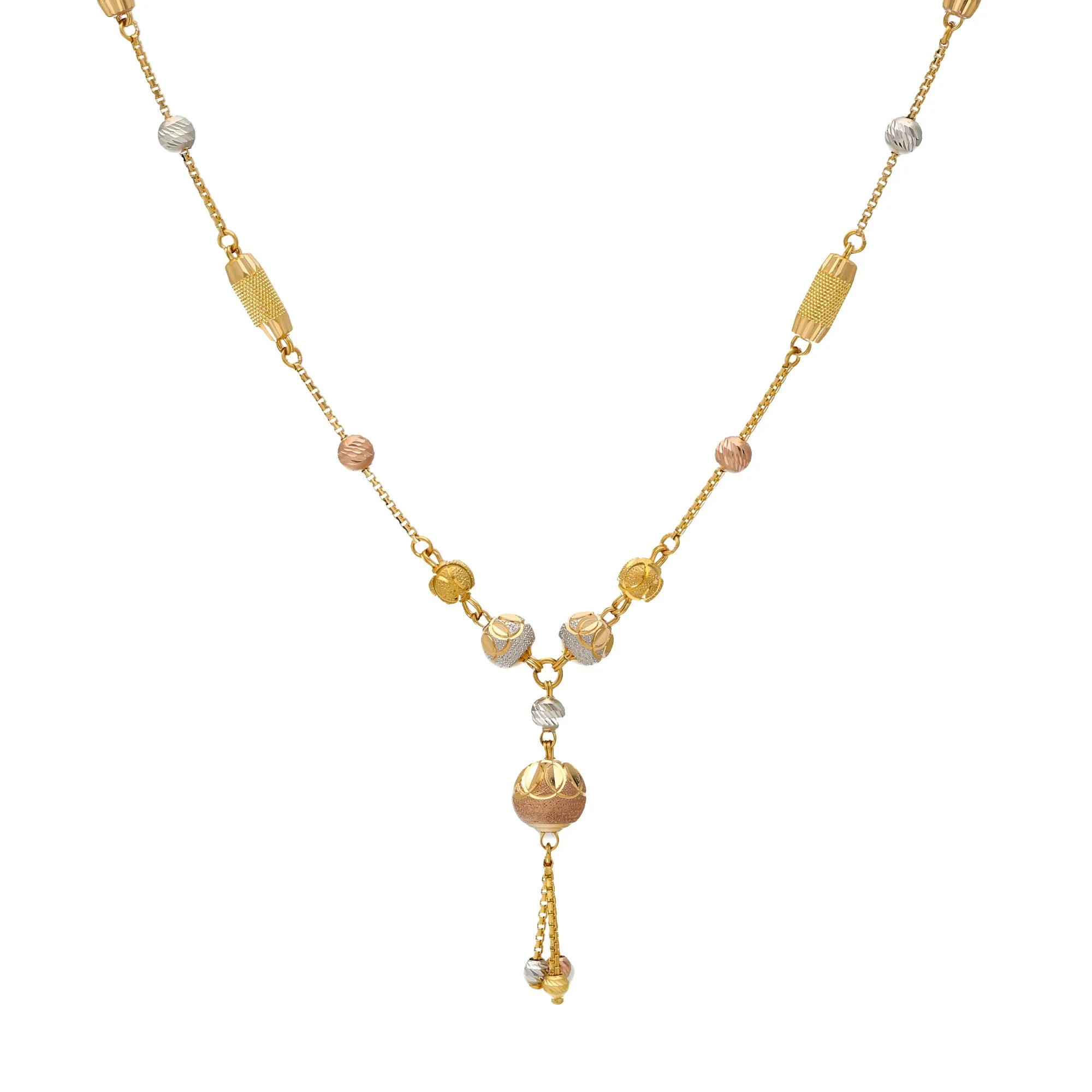 22K Multi-Tone Gold Beaded Chain (13.7gm)