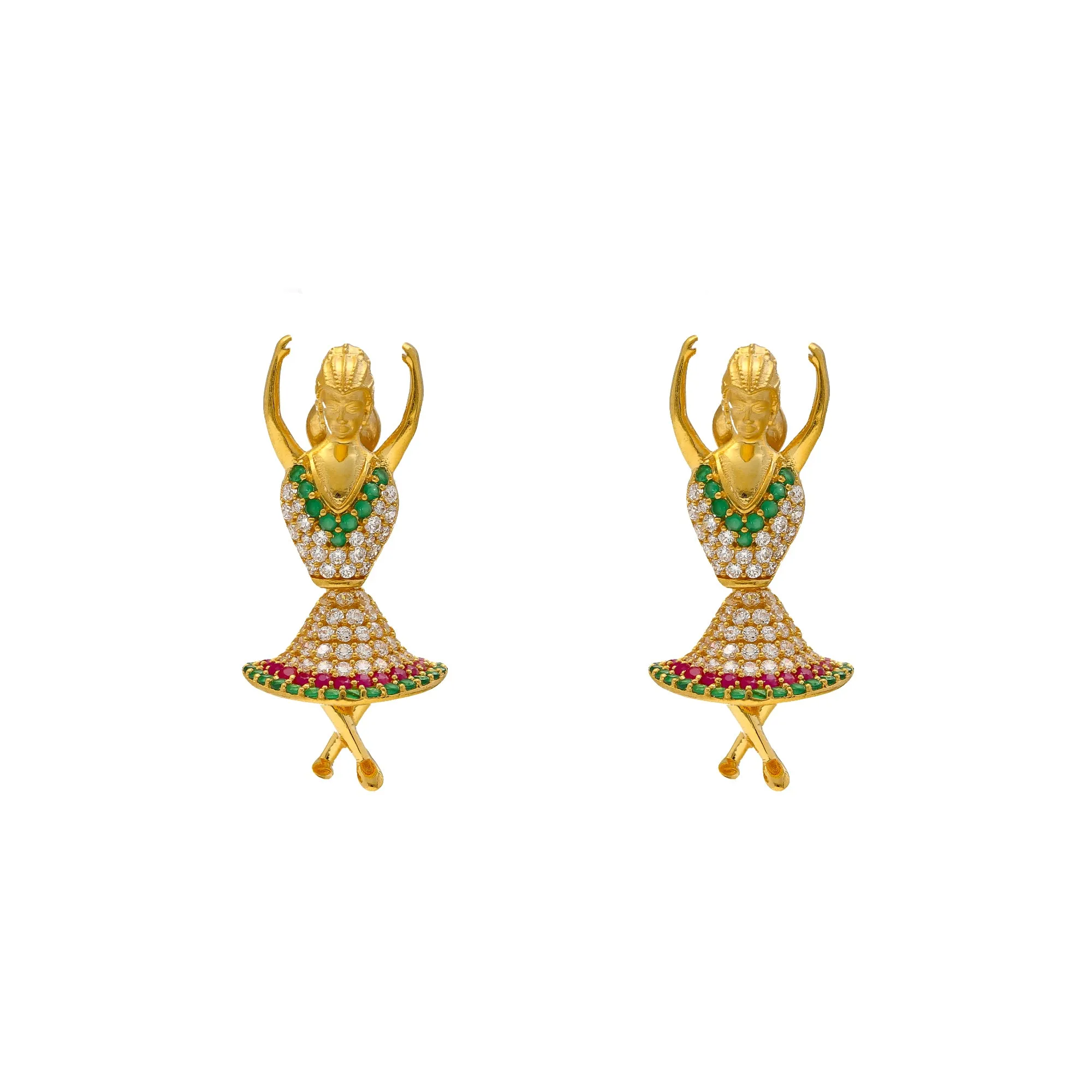 22K Yellow Gold & Dancing Jhumka Earrings (12.9gm)