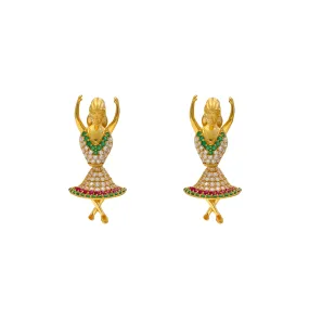 22K Yellow Gold & Dancing Jhumka Earrings (12.9gm)