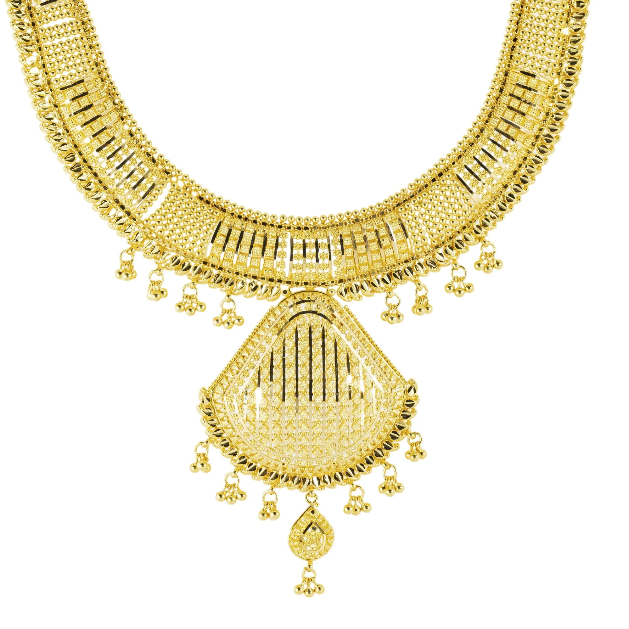 22K Yellow Gold Bridal Necklace Set (76.1gm)