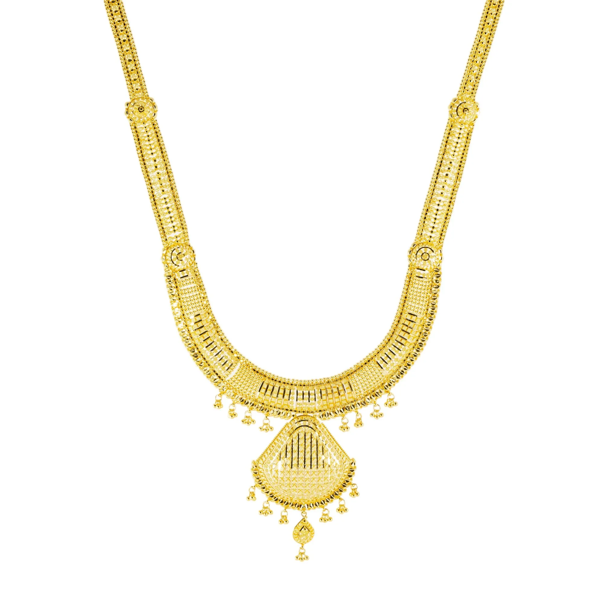 22K Yellow Gold Bridal Necklace Set (76.1gm)