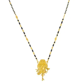 22K Yellow Gold Mangalsutra Necklace W/ Abstract Pendant