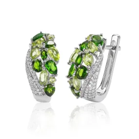 3.8ct Peridot and Garnet Gems 925 Sterling Silver Clip Earrings