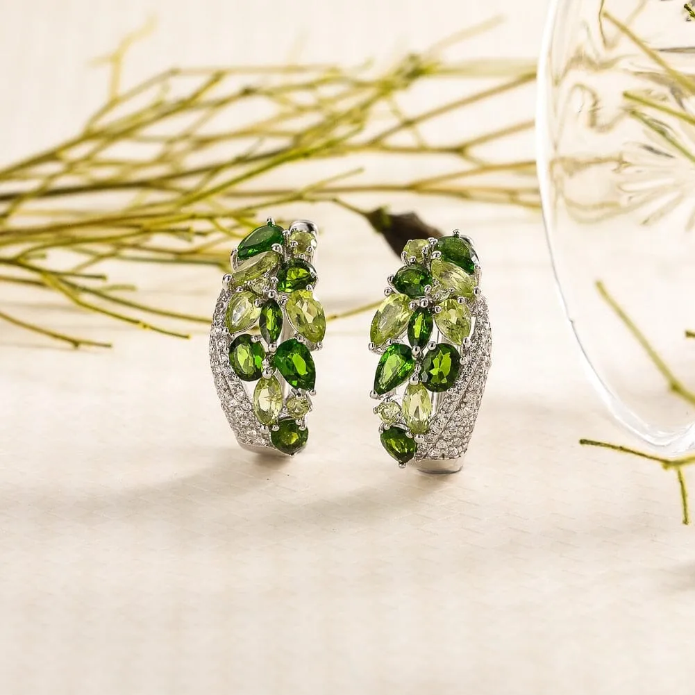 3.8ct Peridot and Garnet Gems 925 Sterling Silver Clip Earrings