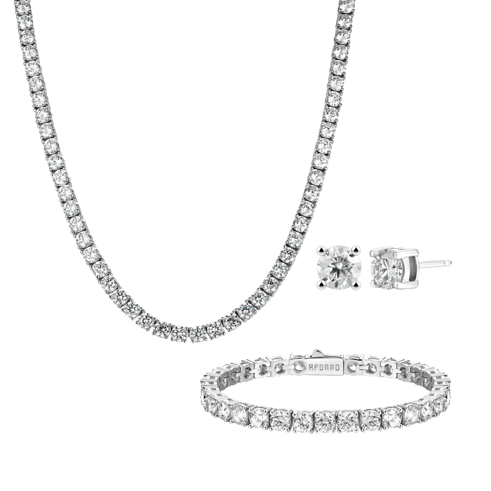 5mm Tennis Chain   5mm Tennis Bracelet   Moissanite Stud Earring Bundle