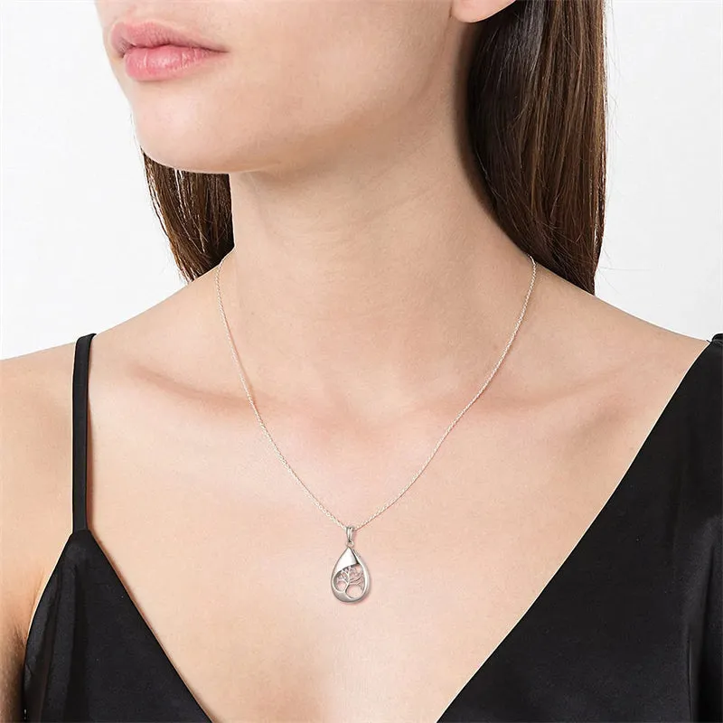 925 Sterling Silver Teardrop Urn Necklace for Ashes Celtic Knot Cremation Necklace Memorial Keepsake Jewelry for Ashes of Loved Ones