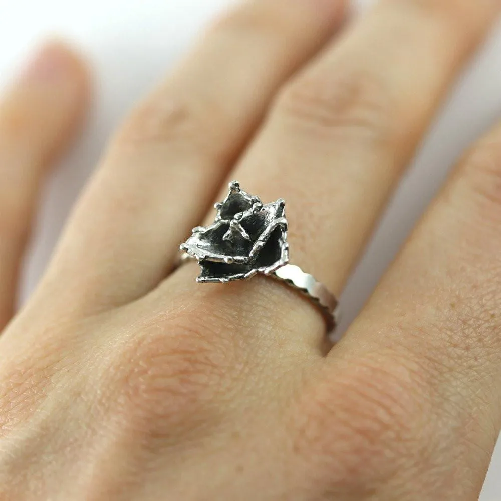 Agave Succulent Ring in Silver