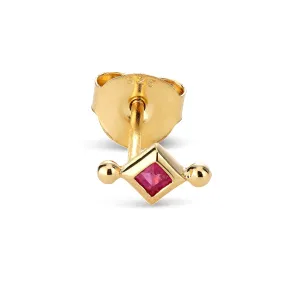 Alma Rubi 14K Gold Plated Stud w. Ruby