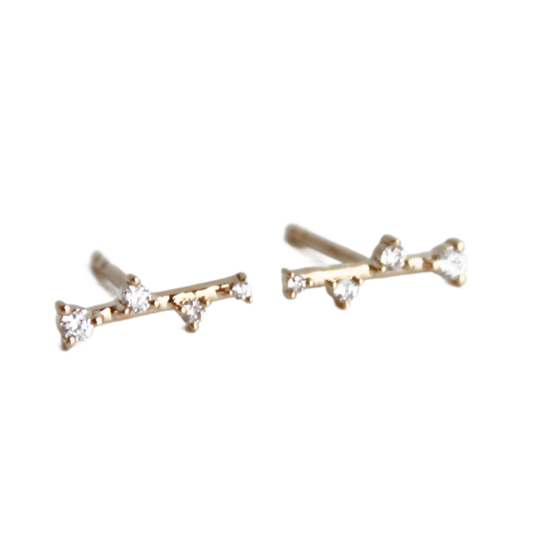 Alternating Diamond Bar Stud Earrings