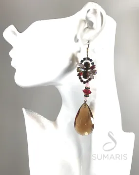 AMBER DROPS OOAK STATEMENT EARRINGS