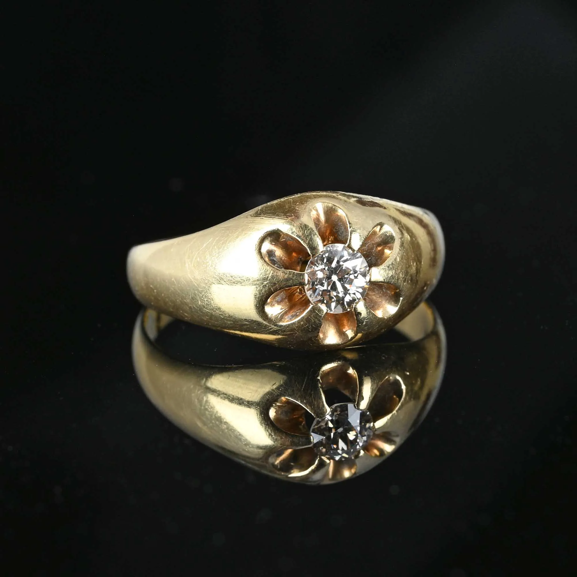 Antique 14K Gold Belcher Diamond Ring