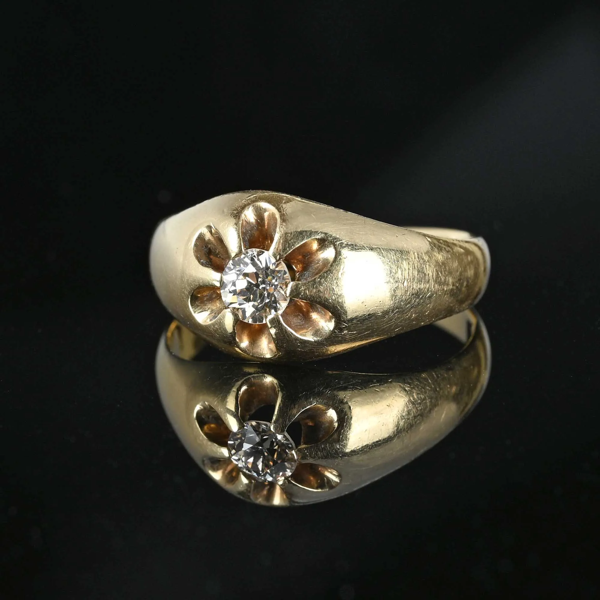 Antique 14K Gold Belcher Diamond Ring