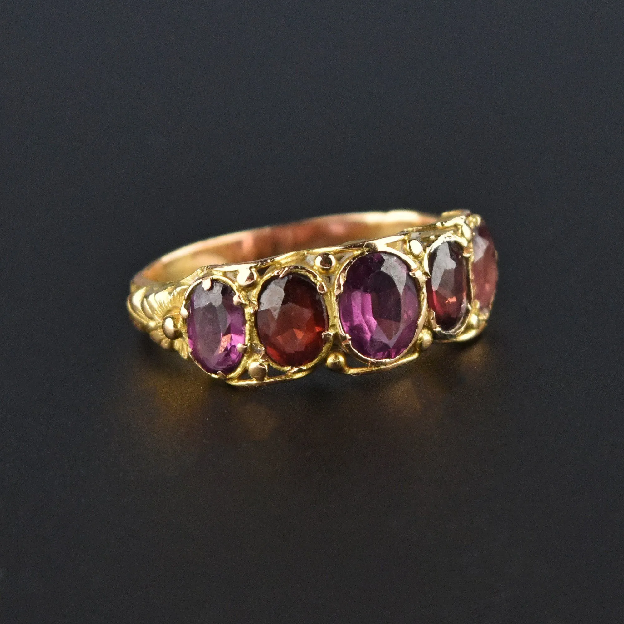 Antique Georgian 18K Gold Garnet Band Ring