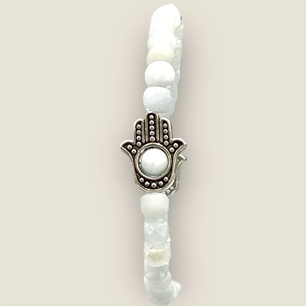 Aquamarine and Silver Hamsa bracelet