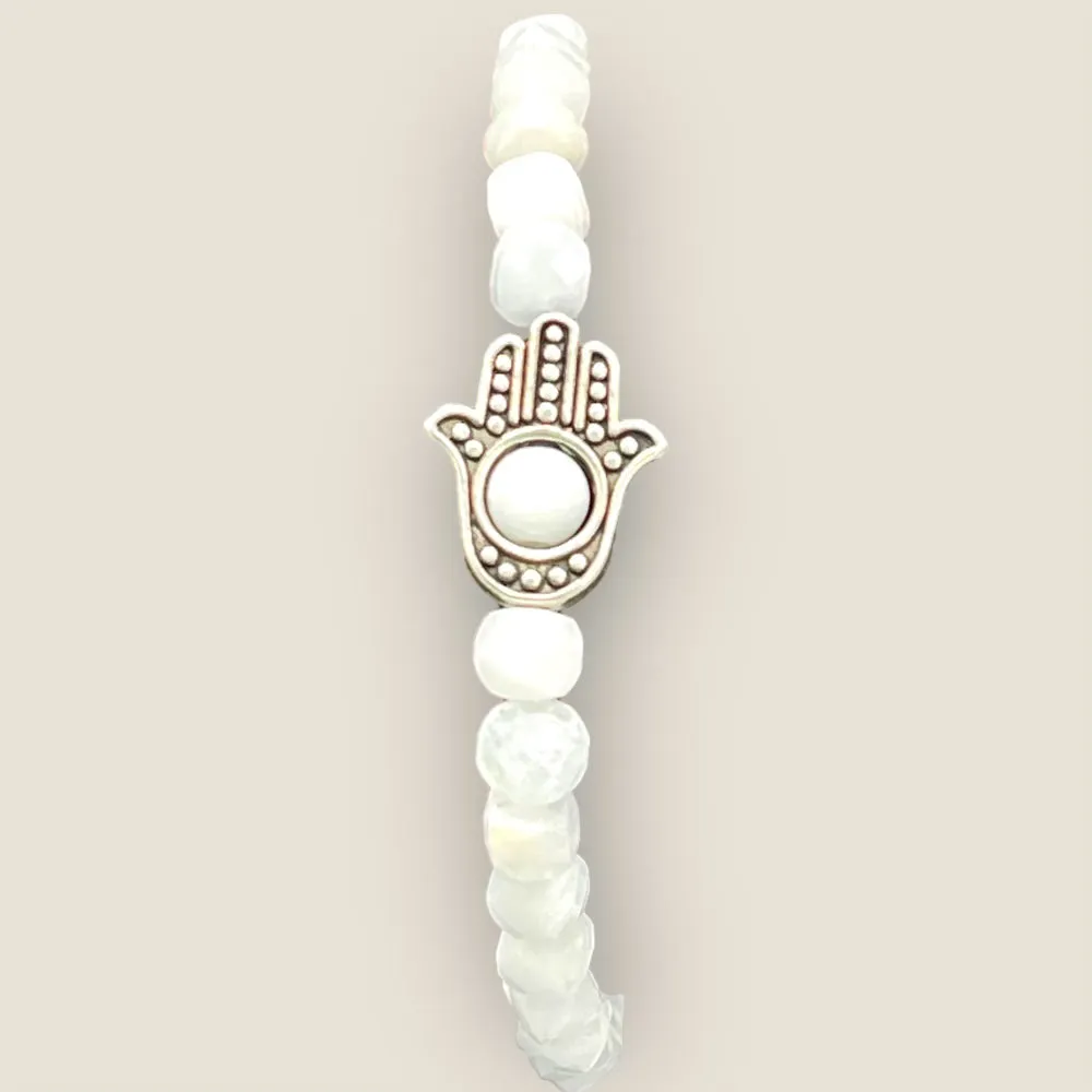 Aquamarine and Silver Hamsa bracelet