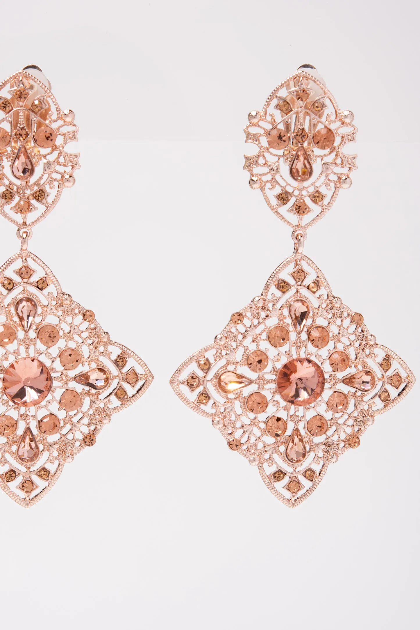 Athena Crystal Dangle Earrings - Rose Gold