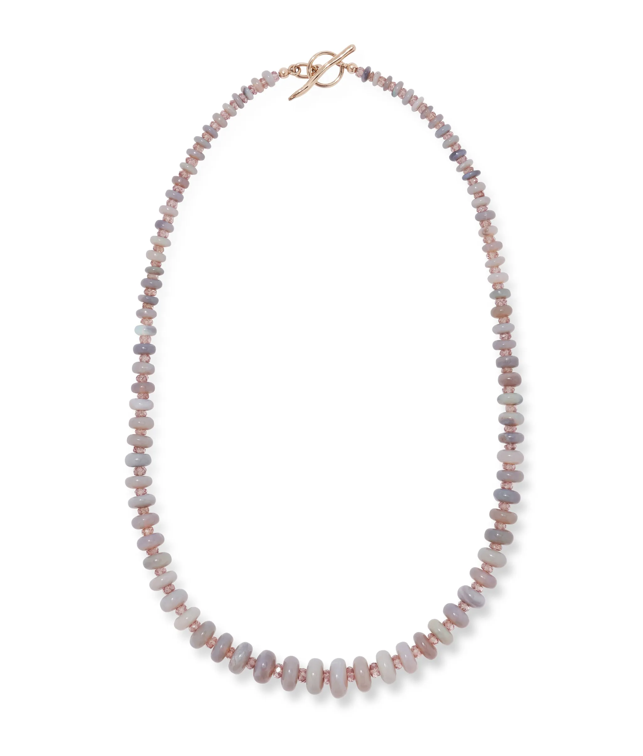 Australian Opal & 14k Gold Necklace in Grey with Brown Garnet