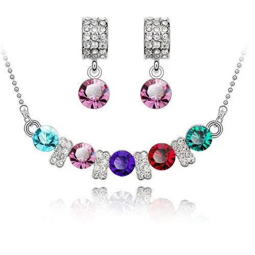 Austrian Crystal and Cubic Zirconia Necklace & Earrings Fashion Jewelry Set