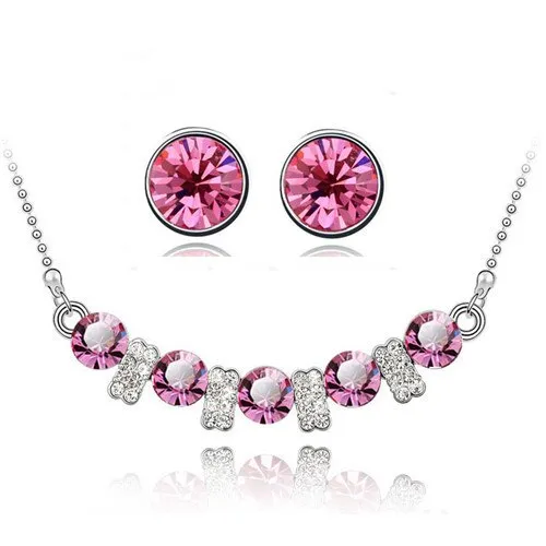 Austrian Crystal and Cubic Zirconia Necklace & Earrings Fashion Jewelry Set