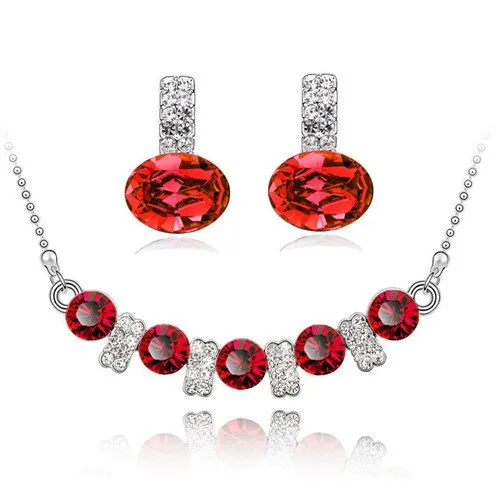 Austrian Crystal and Cubic Zirconia Necklace & Earrings Fashion Jewelry Set