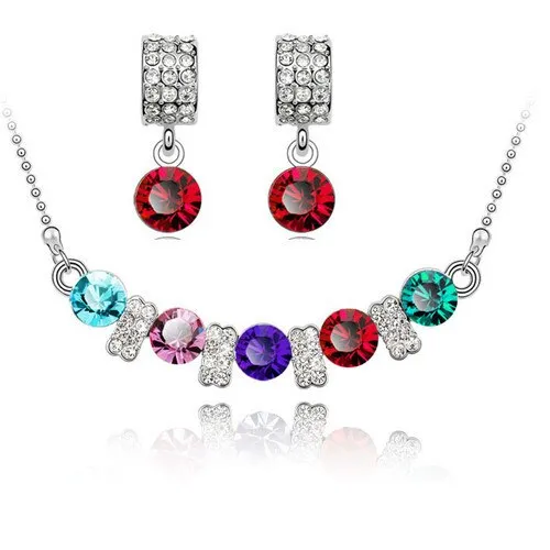 Austrian Crystal and Cubic Zirconia Necklace & Earrings Fashion Jewelry Set